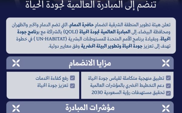 حاضرة الدمام تنضم إلى المبادرة العالمية لجودة الحياة