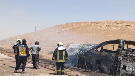 سوريا.. 19 قتيلا و27 مصابا في تصادم باص ركاب وآخر تابع للداخلية (فيديو)