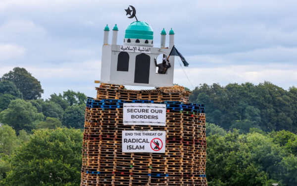 Mosque model placed on top of Northern Ireland bonfire
