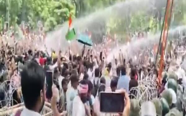 Once Again, Thousands rally against recruitment exam irregularities in India – Water cannons fired